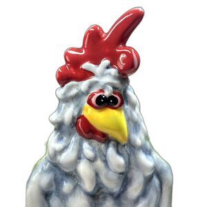 Mercedese Bantz Art Whimsical Funky Rooster Ceramic Vase High Gloss Finish